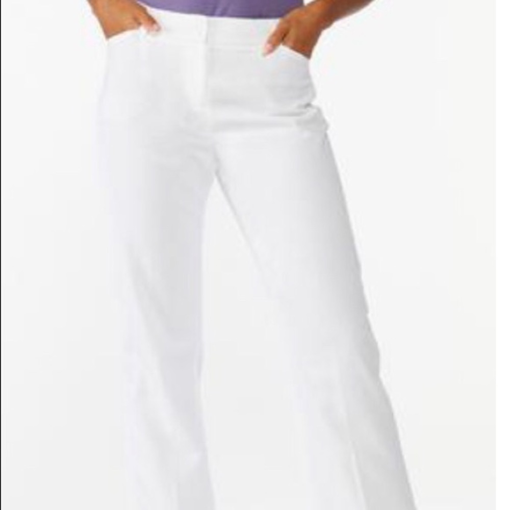 White Sailor Button Linen Pants